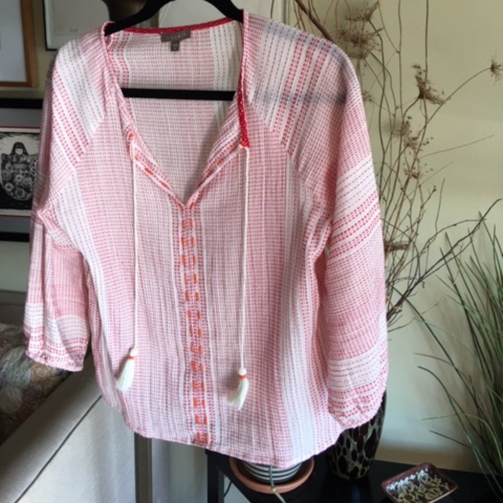 Lilla P size M red and white peasant shirt